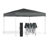 SONGMICS Tonnelle 3 x 3 m, Chapiteau Pliable, Protection Solaire, Résistante aux Petites Pluies, Portable, pour Cour, Jardin, Marché, Gris Foncé GCT102GZ01