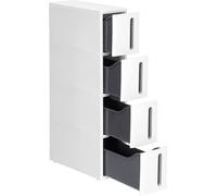 SONGMICS Tour de stockage sur roulettes Colonne de cuisine étroite 4 étages Gain de place 45 x 17 x 84 cm Blanc et gris KFR008G01