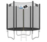 SONGMICS Trampoline, Diamètre 183 cm, pour Enfants, Filet de Protection, Coussins de Sécurité, Échelle, Poteau 180 cm, Cadre en Acier, Noir STR061BZ01