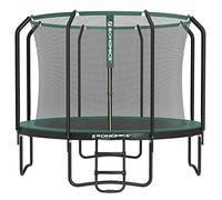 SONGMICS Trampoline pour Enfant, Diamètre 366 cm, Filet de Protection, Poteau de 180 cm de Haut, Coussin de Sécurité, Échelle, Cadre en Acier, Noir et Vert Foncé STR123C01