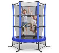 SONGMICS Trampoline pour Enfants, Diamètre 174 cm, avec Filets de Protection, Coussins de Sécurité, Mini Trampoline Fitness, Cadre en Acier, pour Intérieur, Extérieur, Jardin, Bleu STR050Q101