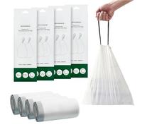 SONGMICS Trash Bags, Compatible Trash Can 18 Gallon, 80 Count Drawstring Kitchen Garbage Bags, 25.8 x 37.4 Inches, 4 Rolls,White UKRB068A02