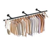 SONGMICS Tringle Vêtement Murale, Porte-manteau Mural, Penderie, Style Industriel, Gain de Place, 30,4 x 170 x 7 cm, Capacité de Charge de 68 kg, Montage Facile, en Acier, Noir HSR104B01