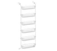 SONGMICS UKCS046WG01 Organiseur de garde-manger à 6 niveaux avec paniers hauts réglables, étagère à épices suspendue, pour chambre à coucher, salle de bain, buanderie, transparent UKCS046WG01