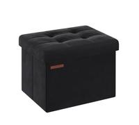 SONGMICS ULSF200B01 Pouf de rangement pliable avec repose-pieds, 30,6 x 40,6 cm, avec rangement, charge jusqu'à 130 kg, pour salon, chambre à coucher, dortoir, noir encre