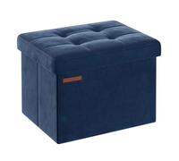 SONGMICS ULSF200Q01 Petit pouf de rangement pliable avec repose-pieds - 30,6 x 40,6 cm - Charge maximale de 130 kg - Pour salon, chambre à coucher, dortoir - Bleu nuit