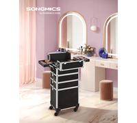 SONGMICS Valise à maquillage Mallette de maquillage Trolley à maquillage bijoux et cosmétique Beauty case Grande taille, JHZ06B noir