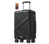 SONGMICS Valise Cabine, Bagage Cabine, Valise Rigide en ABS, avec Serrure TSA, 4 roulettes Doubles, Sangle Incluse, M, 55 x 36 x 20 cm, Noir d'encre RLP001B101