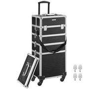SONGMICS Valise Cosmétique Trolley, 4 en 1, Aluminium | Mallette de Coiffure, Valise Multifonction, Bagage à Main, Croco, Noir, Collection GRAICE JHZ06B