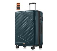 SONGMICS Valise Grande Taille, Valise Soute, Suitcase, en ABS, avec Serrure TSA, 4 roulettes Doubles, Sangle Incluse, Extensible, XL, 75 x 50 x 30 cm, Ardoise Sarcelle RLP003C101