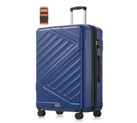 SONGMICS Valise Grande Taille, Valise Soute, Suitcase, en ABS, avec Serrure TSA, 4 roulettes Doubles, Sangle Incluse, Extensible, XL, 75 x 50 x 30 cm, Bleu Baie RLP003Q101