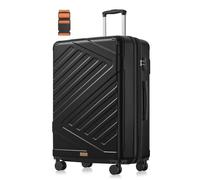 SONGMICS Valise Grande Taille, Valise Soute, Suitcase, en ABS, avec Serrure TSA, 4 roulettes Doubles, Sangle Incluse, Extensible, XL, 75 x 50 x 30 cm, Noir d'encre RLP003B101