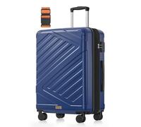 SONGMICS Valise Moyenne, Valise Soute, Suitcase, en ABS, avec Serrure TSA, 4 roulettes Doubles, Sangle Incluse, Extensible, L, 65 x 45 x 25 cm, Bleu Baie RLP002Q101