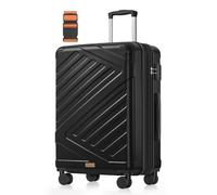 SONGMICS Valise Moyenne, Valise Soute, Suitcase, en ABS, avec Serrure TSA, 4 roulettes Doubles, Sangle Incluse, Extensible, L, 65 x 45 x 25 cm, Noir d'encre RLP002B101