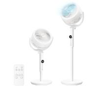 SONGMICS Ventilateur sur Pied Silencieux 20 dB, avec Télécommande, Circulateur d’Air Puissant, Oscillation 120°+135°, 15 Vitesses, Minuterie 15 h, 3 Modes, Hauteur Réglable, Blanc Nuage XFC002W1EU