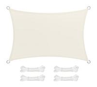 SONGMICS Voile d’Ombrage 2 x 3 m, Protection Solaire en Tissu HDPE, Respirant, Perméable à l’Eau, pour Terrasse, Jardin, Balcon, Camping, Rectangulaire, Concave, Cordes de 2 m, Beige GSS23IVV1
