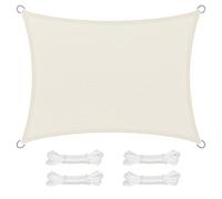 SONGMICS Voile d’Ombrage 3 x 4 m, Protection Solaire en Tissu HDPE, Respirant, Perméable à l’Eau, pour Terrasse, Jardin, Balcon, Camping, Rectangulaire, Concave, Cordes de 2 m, Beige GSS34IVV1