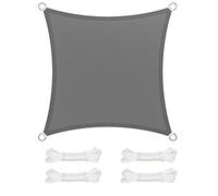 SONGMICS Voile d'ombrage - 2 x 2 m - Protection Solaire en Tissu PEHD - Perméable à l'air - pour terrasse, Jardin, Balcon, Camping, carré, concave - Cordes de 2 m - Gris fumé - GSS22GY