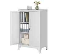 SONGMICSHOME Armoire à outils métallique avec portes verrouillables et étagères, organisateur de garage pour bureau ou maison, gris