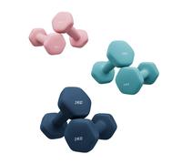 SONGMICSHOME Ensemble d’haltères avec support, pour la maison, 1 kg/2 kg/3 kg, recouverts de vinyle, rose, turquoise et bleu
