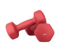 SONGMICSHOME Ensemble de 2 haltères hexagonaux en néoprène, 2 x 3 kg, avec barres d'haltères, Entraînement à domicile, Rouge