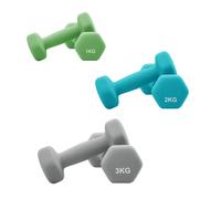 SONGMICSHOME Ensemble d'haltères en néoprène avec support vert citron/turquoise/gris clair - 2 x 1 kg, 2 x 2 kg, 2 x 3 kg