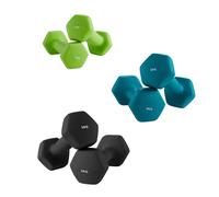 SONGMICSHOME Ensemble d'haltères en néoprène avec support vert citron/turquoise/gris foncé - 2 x 1 kg, 2 x 2 kg, 2 x 3 kg