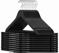 SONGMICSHOME Lot de 20 cintres en bois massif noir