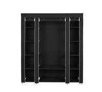 SONGMICSHOME Penderie en tissu avec housse, armoire de rangement modulable, 12 compartiments, cadre métal, chambre, noir