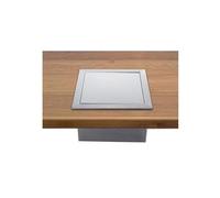 Songnim Couvercle de poubelle carrée à bascule en acier inoxydable 304 avec rabat d'équilibrage intégré et finition brossée.