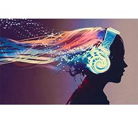 songqians Papier Peint Panoramique Casque Musique Beauté Papier Peint 3D Tapisserie Murale Décoration Chambre Salon -322487 200x140cm