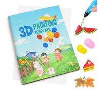 SONGTIY Modèle d'impression 3D, Livre de peinture de dessin au stylo 3D de qualité supérieure, 40 pochoirs réutilisables à motifs colorés avec une plaque transparente pour les enfants