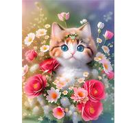 Songtt Diamond Painting Kits DIY Diamant Painting Peinture Diamant 5D Complet Chat Canvas Diamante, Tableau Perles Diamant Kit Mosaique Loisir Creatif Adulte Enfants Puzzle Diamond 40x50cm
