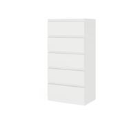Songvas Commode, 5 Tiroirs, 60 cm Large, Meuble de Rangement Blanche, pour Chambre, Salon, Bureau et Entrée, 60x40x121 cm (L x P x H)