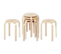 Songvas Ensemble de 6 Tabourets Empilables, Chaise de Cuisine et Salle à Manger, Tabourets Ronds sans Dossier pour Chambre à Coucher, Salon, entrée, 35x32x32cm, Naturel