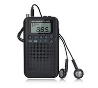 Songway AM/FM Pocket Numérique Radio Réveil Horloge Sommeil Minuterie Intégrée Haut Parleur Portable Petite Radio avec des Ecouteurs pour Exterieur, Course, Randonnée, Voyage (Noir)