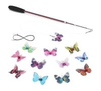 SONGWAY Jouets de Papillons pour Chat -13 Pièces Rétractable Canne a Peche Jouet, Bâtons de Baguette avec 9 Jouets de Rechange pour Chats avec Clochettes, Jouet Interactif pour Chats et Chatons