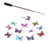 SONGWAY Jouets de Papillons pour Chats -13 Pièces Rétractable Canne a Peche Jouet, Bâtons de Baguette avec 9 Jouets de Rechange pour Chats avec Clochettes, Jouet Interactif pour Chats et Chatons
