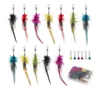 SONGWAY Lot de 12 jouets de rechange en plumes d'insectes pour chat, jouets interactifs pour chats d'intérieur