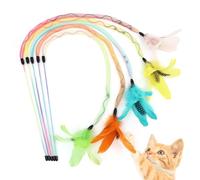 SONGWAY Lot de 5 baguettes magiques pour chat - Avec filet en nylon flexible de 60 cm et plume - Jouet interactif pour chat - Jouet interactif pour chat