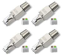 Songyea Lot de 4 fiches RJ45 sans outil - Fiche réseau Cat7 - Fiche réseau Cat6A - Outil réseau sans outil - Montage sur terrain - Blindé - 10 Gbps - 600 MHz