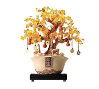 SONGYL-20249 Arbre Chanceux Arbre de Cristal avec Lingot d'or, décoration Table for la Richesse et prospérité, Ornement d'équilibrage Feng Shui Reiki Bonsaï en Cristal(Beige)