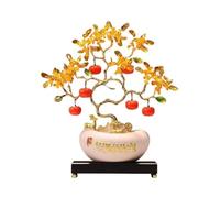 SONGYL-20249 Arbre Chanceux Arbre de Fortune en Cristal avec Base décorative et Lingot d'or for la décoration Maison Bonsaï en Cristal(Beige)