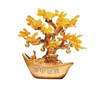 SONGYL-20249 Arbre Chanceux Arbre de Vie en Cristal for Salon et Bureau, avec Lingot d'or Citrine, décoration Feng Shui Pierres précieuses attirant la Richesse Bonsaï en Cristal(Gold)