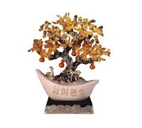 SONGYL-20249 Arbre Chanceux Arbre en Citrine à Base Haute, for la Richesse, Fortune et Chance Bonsaï en Cristal(Beige)