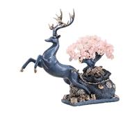 SONGYL-20249 Arbre Chanceux Arbre Porte-Bonheur en Cristal avec Ornement de cerf, décoration Feng Shui Amovible Bonsaï en Cristal(Pink)