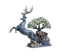 SONGYL-20249 Arbre Chanceux Arbre Porte-Bonheur en Cristal avec Ornement de cerf, décoration Feng Shui Amovible Bonsaï en Cristal(Green)