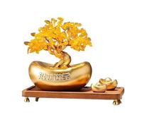 SONGYL-20249 Arbre Chanceux Arbre Porte-Bonheur en Cristal, Ornements Citrine attirant la Richesse, décoration de Table Feng Shui for et prospérité Maison Bonsaï en Cristal(Gold)