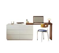 SONGYL-20249 Armoire de Rangement avec Miroir Maquillage Rabattable, Finition crème Vintage, en Bois Massif for Une Chambre élégante Table de Maquillage