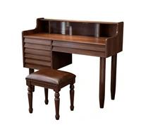 SONGYL-20249 Coiffeuse Vintage en Bois Massif avec Miroir de Maquillage, Tabouret et Commode, Chambre Chic, Bureau rétro Table de Maquillage